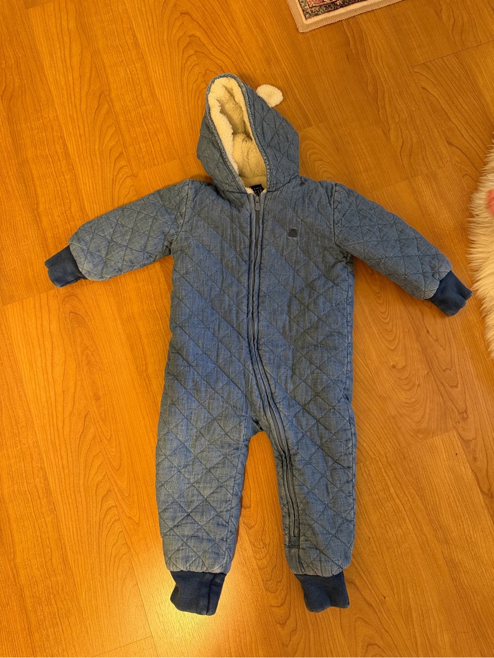 GAP Quilted Blue Hooded Kids Puffer One-Piece